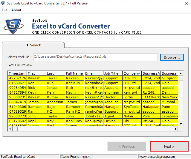 excel to vcard converter online